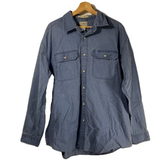 L.L.Bean Women's Button Front Denim Long Sleeve Shirt Size L 100% Cotton - Picture 1 of 7